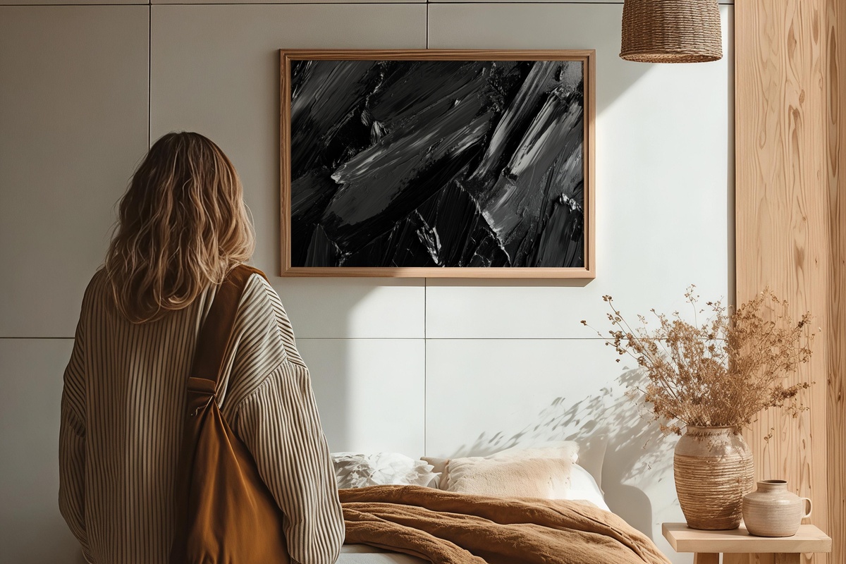Strokes of Monochrome Energy Abstract Printable Wall Art