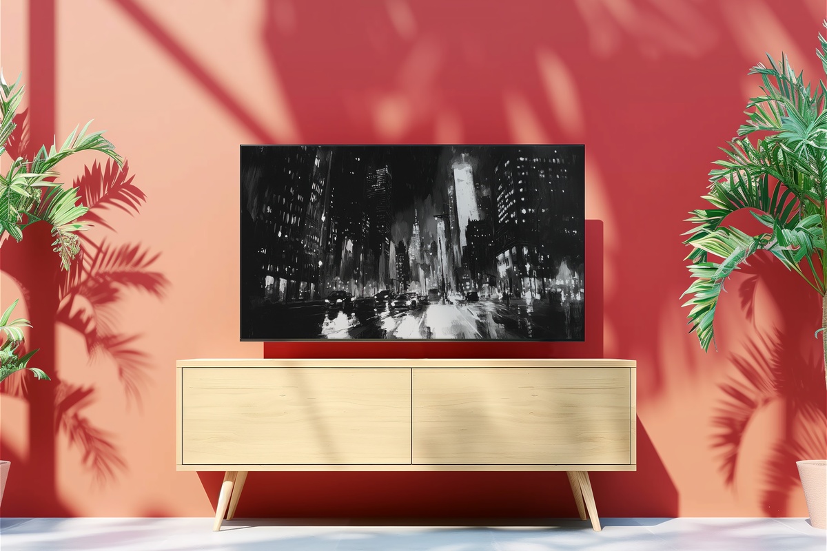 Urban Night Pulse Black and White Frame TV Art