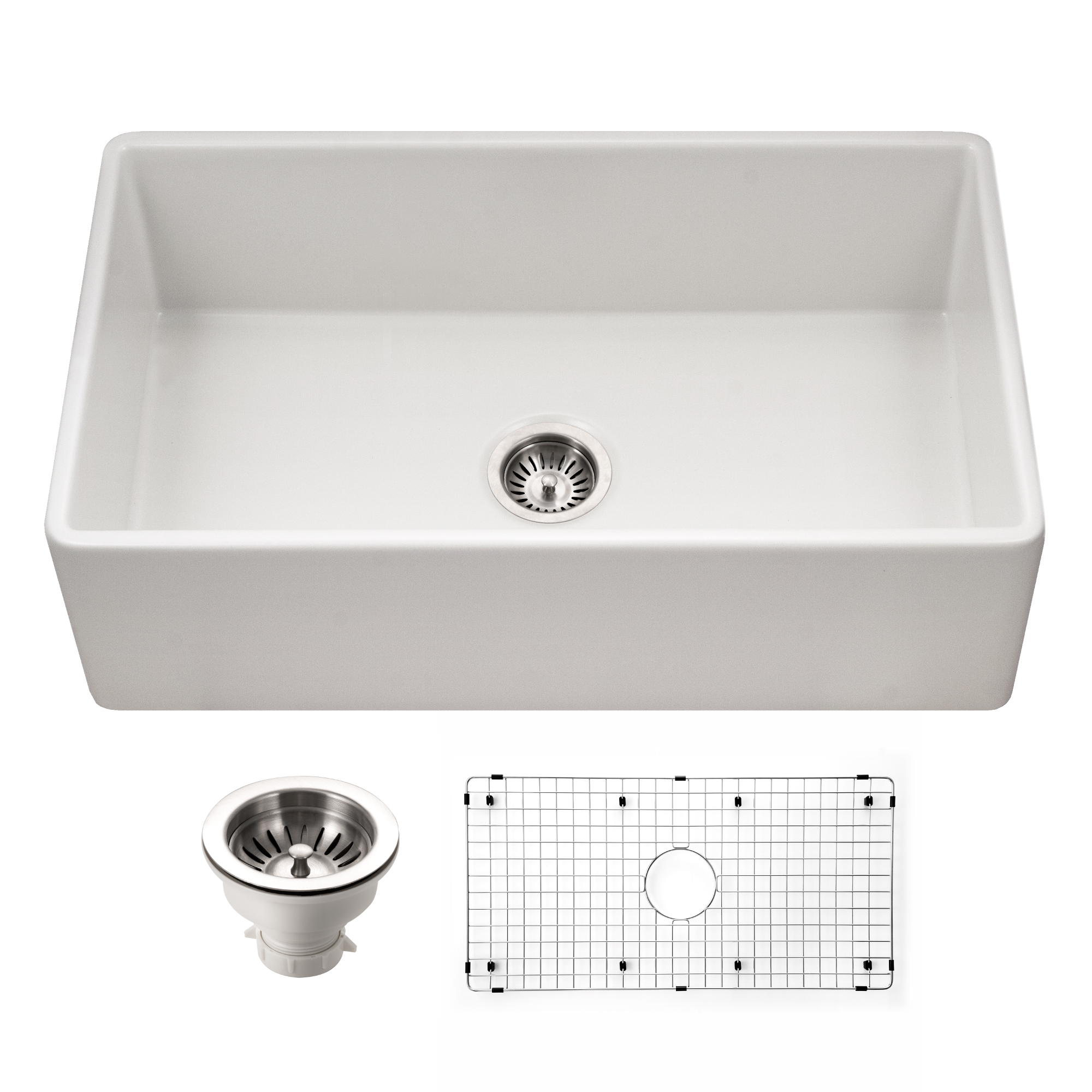 Houzer Platus 33" Fireclay Farmhouse Sink, White, PTG-4318 WH