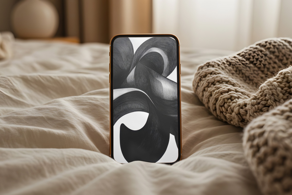 Monochrome Inked Whimsy Black and White iPhone Wallpaper
