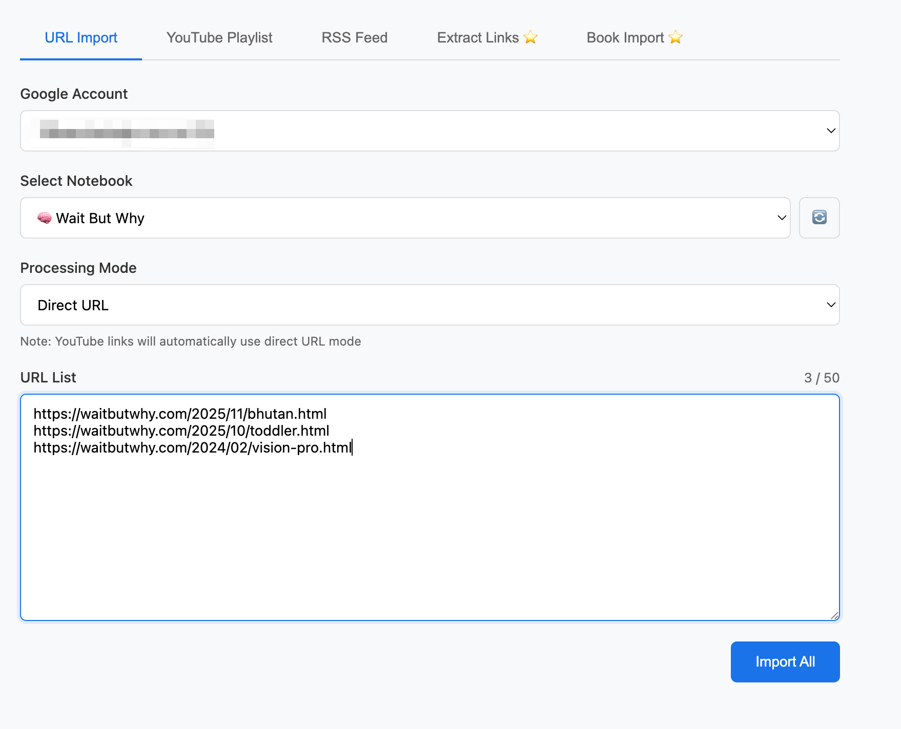 Batch URL Import Demo