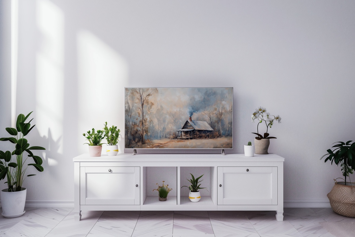 Tranquil Haven in Snowy Woods - Winter Frame TV Art