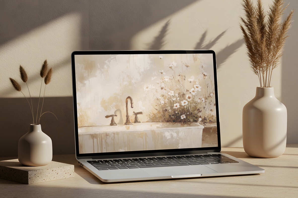 Wildflowers by Farmhouse Sink Farmhouse Mac Wallpaper