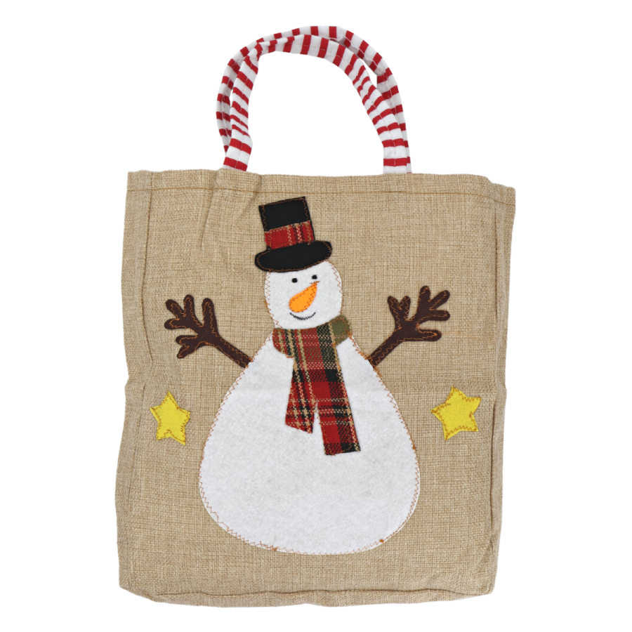 Bolsa navideña muñeco de nieve, 46cm, tela