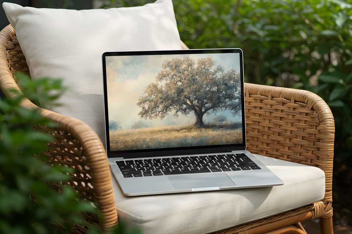Eternal Embrace Oak Majesty Vintage Desktop Wallpaper