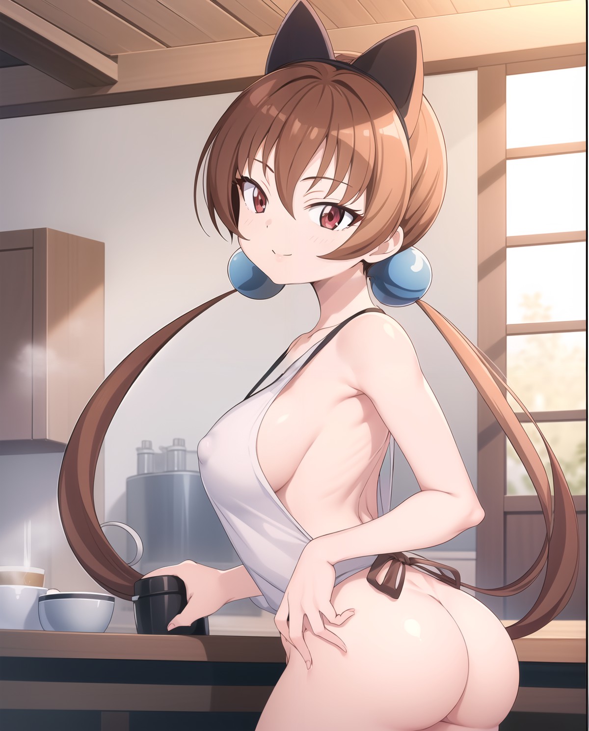 アリサ・サザンクロス,裸エプロン by 金永浩 with beautiful girl, Alisa Southercross, naked apron, Seductive Appearance & Posture