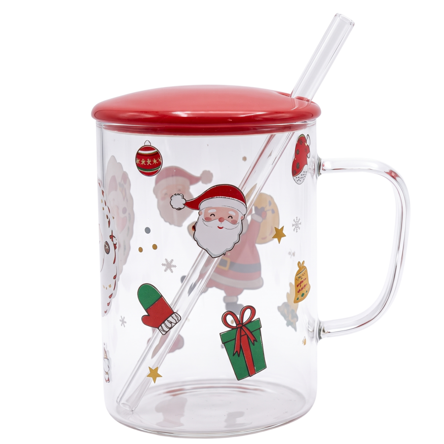 Taza Navidad de vidrio resistente al calor borosilicato, 450ml