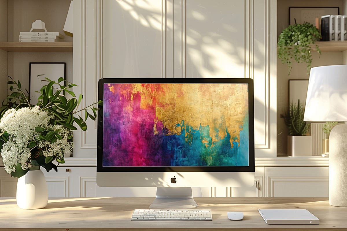 Golden Tapestry Splendor Abstract Desktop Wallpaper