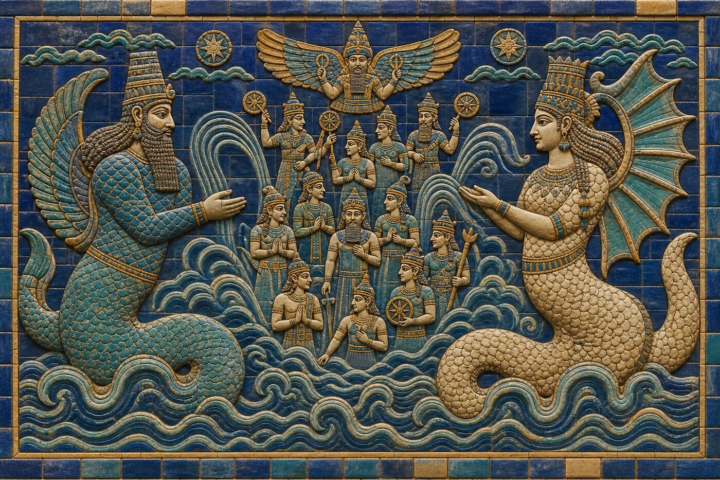 Original illustration for Tiamat and Apsu Generate the Gods