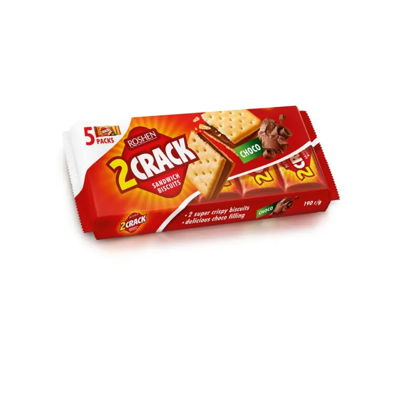 Krakersy z nadzieniem czekoladowym 2 Crack “Roshen” 190g