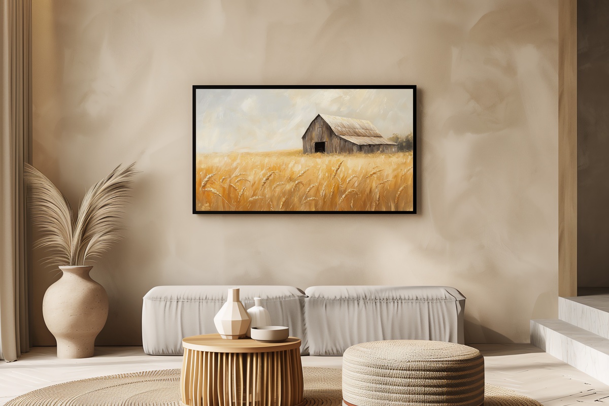 Impressionist Wheat Barn Splendor Frame TV Art