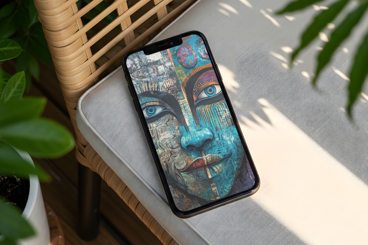 Tribal Mask Whimsy Boho iPhone Wallpaper