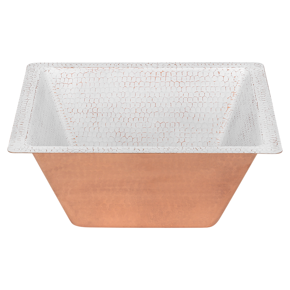 Premier Copper Products 15" Square Copper Bar/Prep Sink, Glazed White, 16 Gauge, BS15WHT2