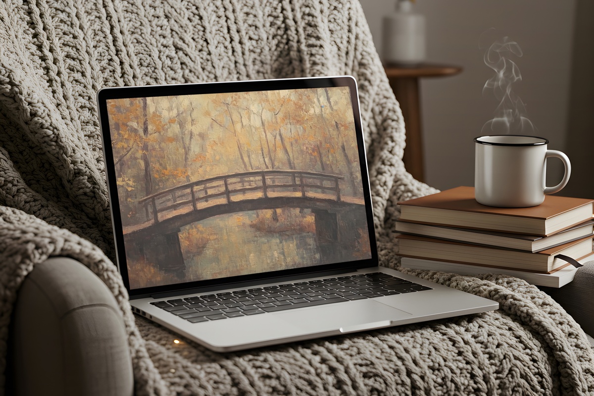 Autumn Bridge Elegance Fall Desktop Wallpaper