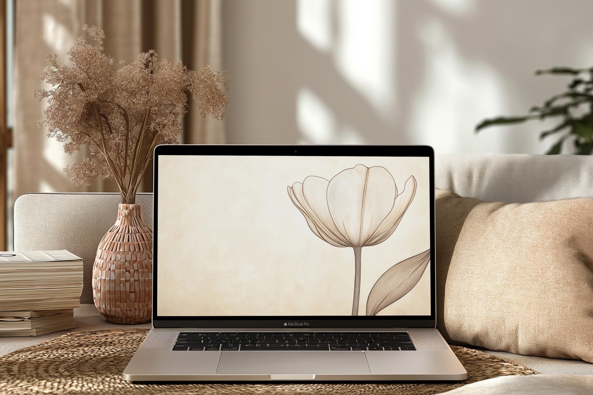 Tulip Line Elegance Minimalist Desktop Wallpaper