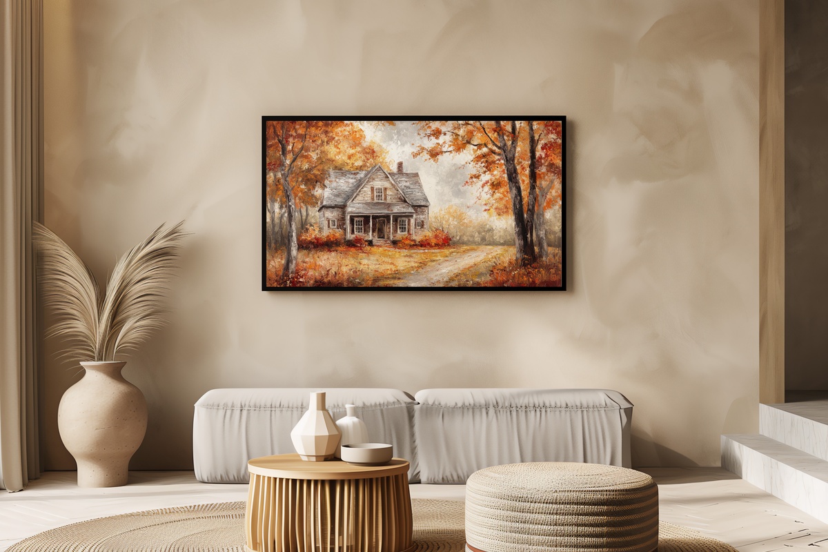 Quiet Farmhouse Autumn Leaves Farmhouse Frame TV Art