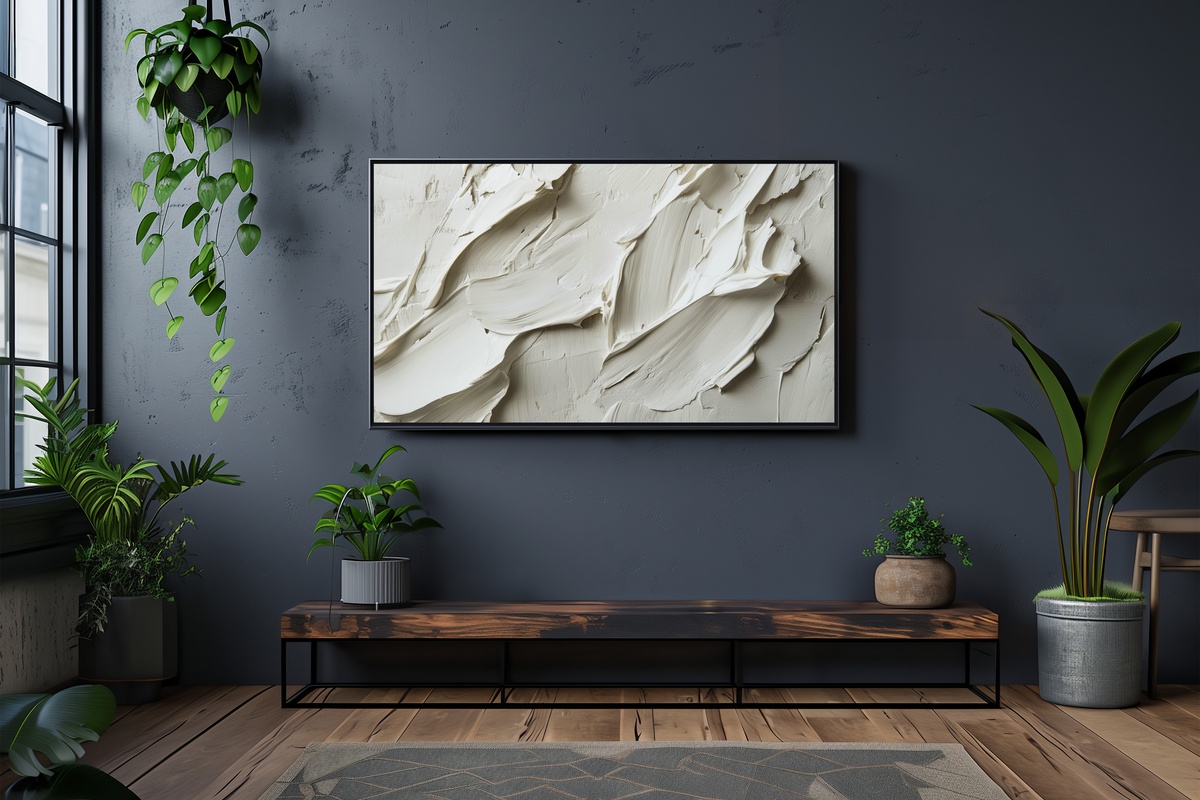 Neutral Brushstroke Symphony Frame TV Art