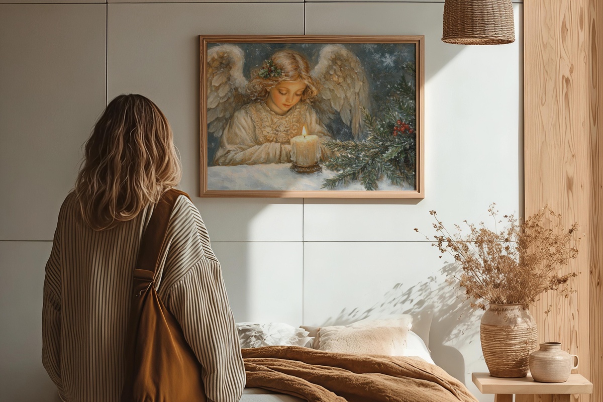 Candlelit Angel in Serenity Christmas Printable Wall Art
