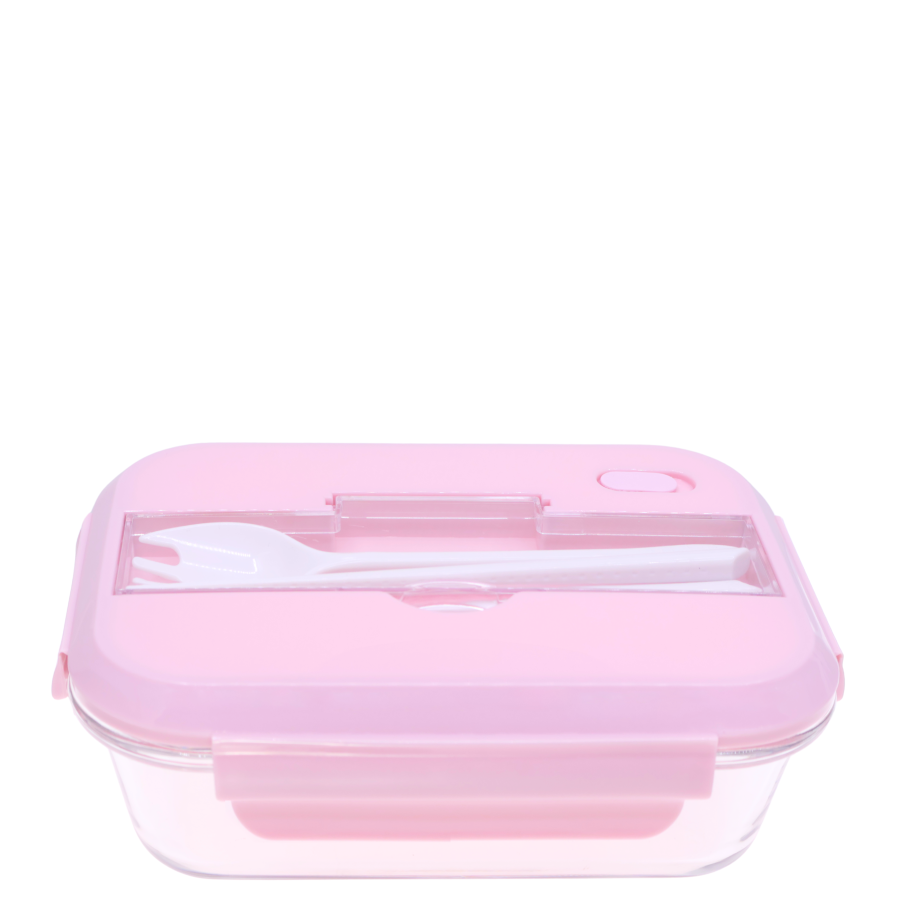 Taper hermético con cubiertos vidrio, 1040ml, 20x14.5x7cm