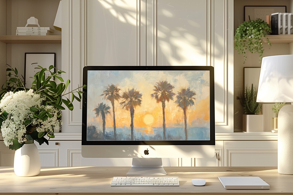 Sunlit Whisper of Palms Summer Desktop Wallpaper
