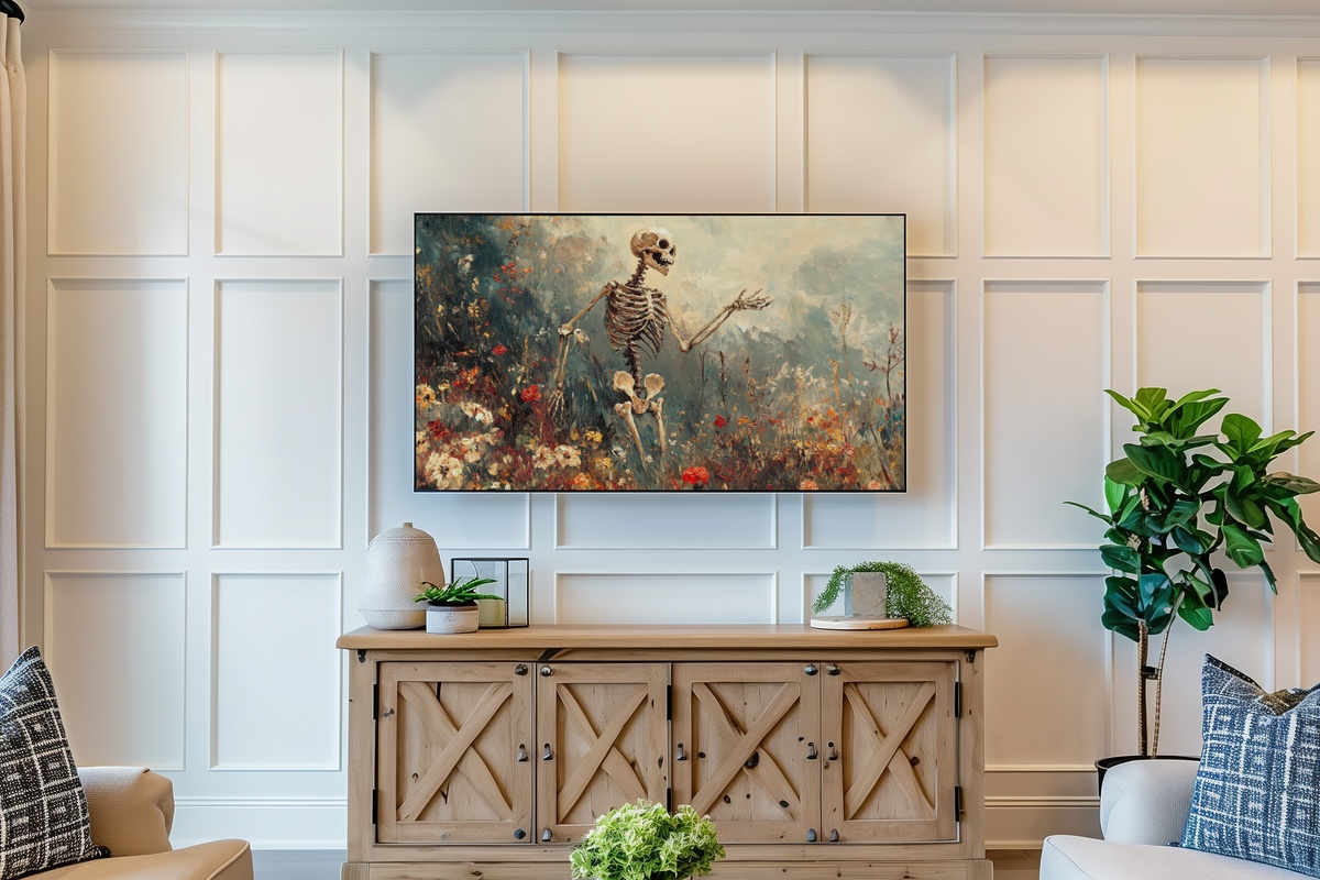Autumn Skeleton Bloom Dance Halloween Frame TV Art