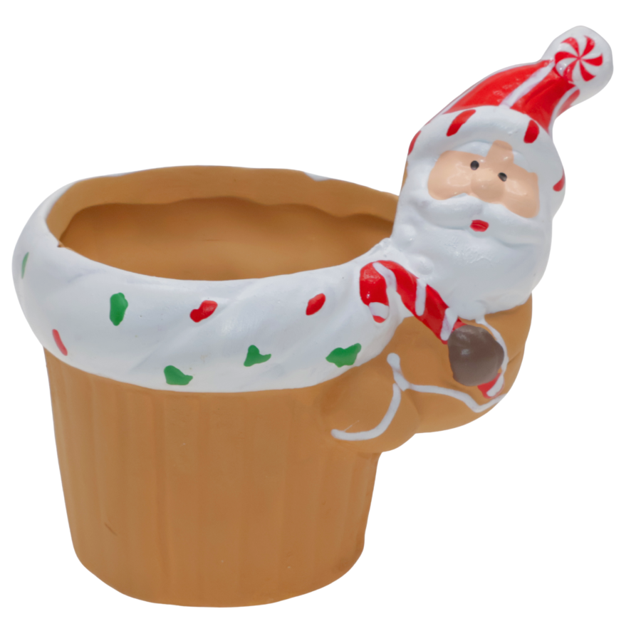 Mini macetero navideño cerámica, 10x7.5cm