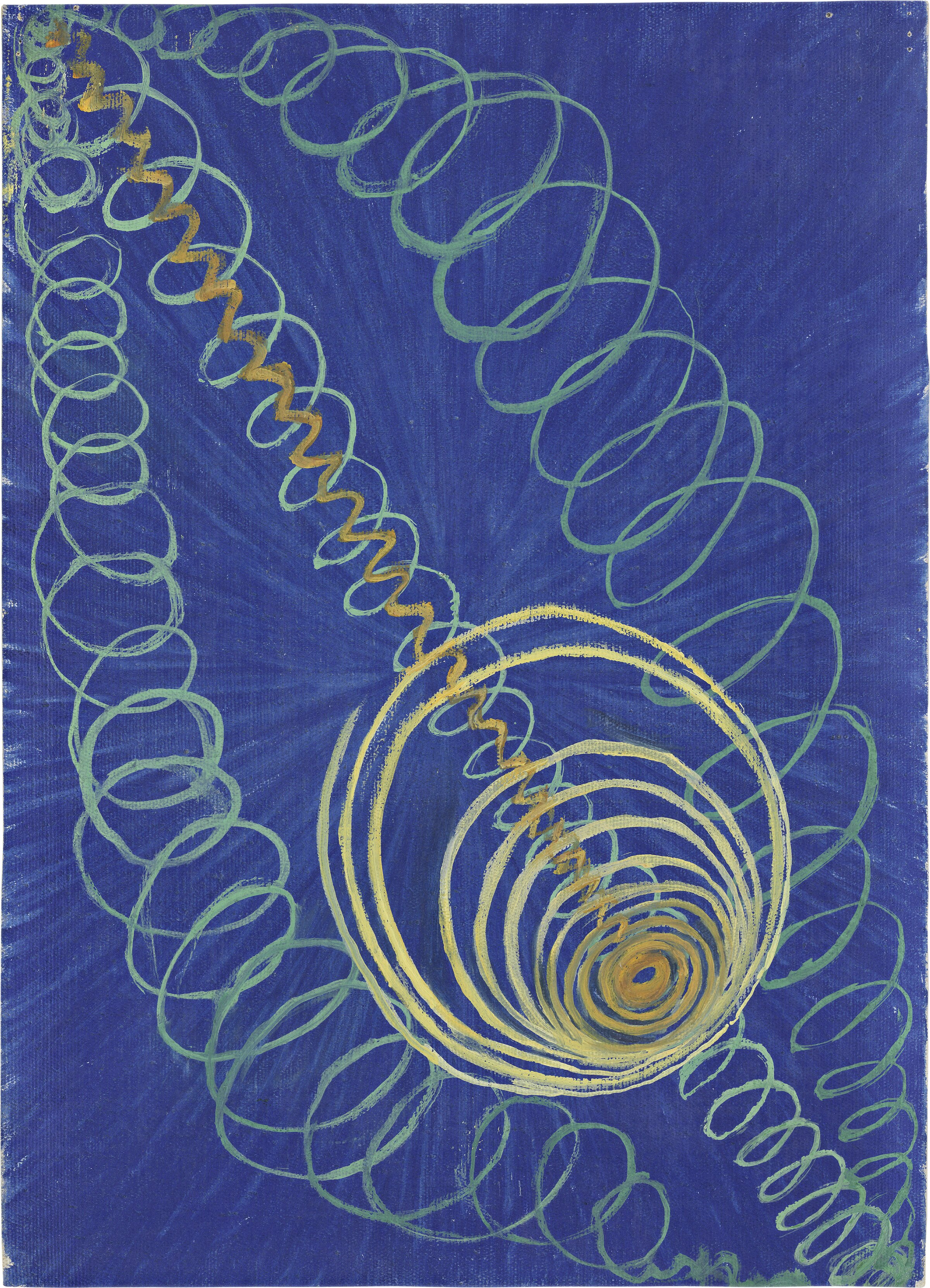 Hilma af Klint, Primordial Chaos No. 16, 1906-07. From Paintings for the Temple. Oil on canvas.