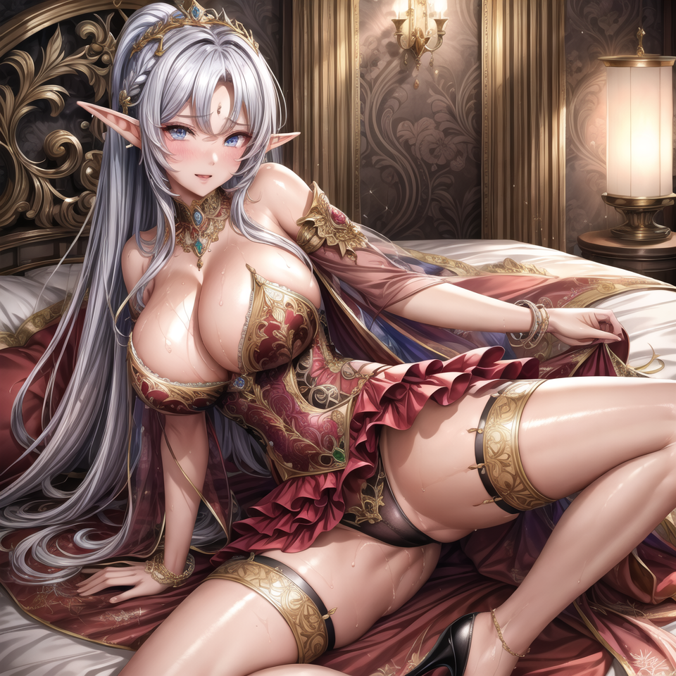 女王の寝室 by sotoliyuki with elf, large breasts, queen
