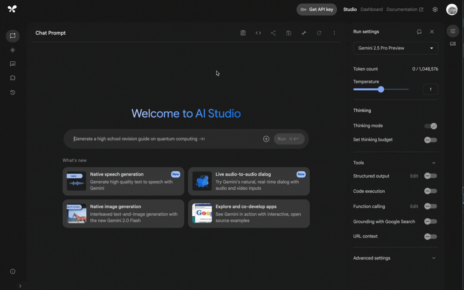 至 Google AI Studio 刷卡以使用 Gemini LLM 最大功能