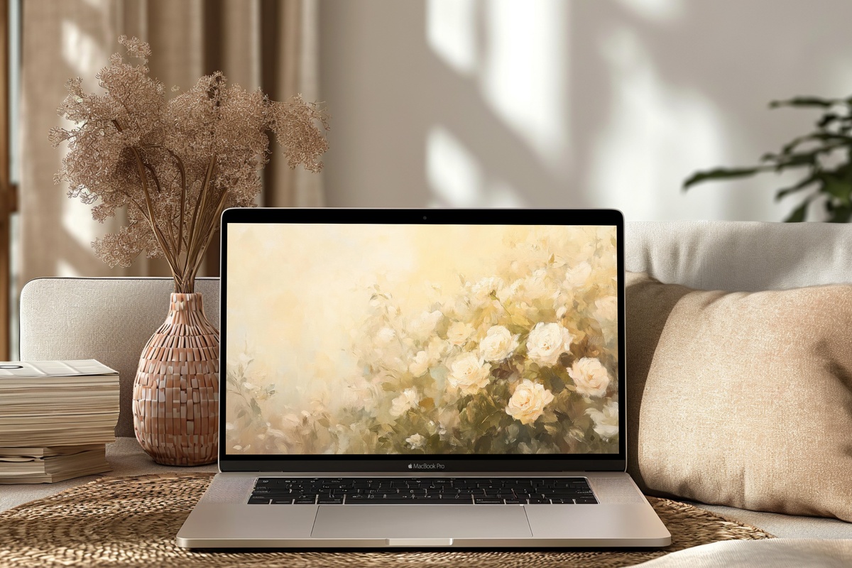 Garden of Blissful Blooms Summer Desktop Wallpaper - impressionist rose garden