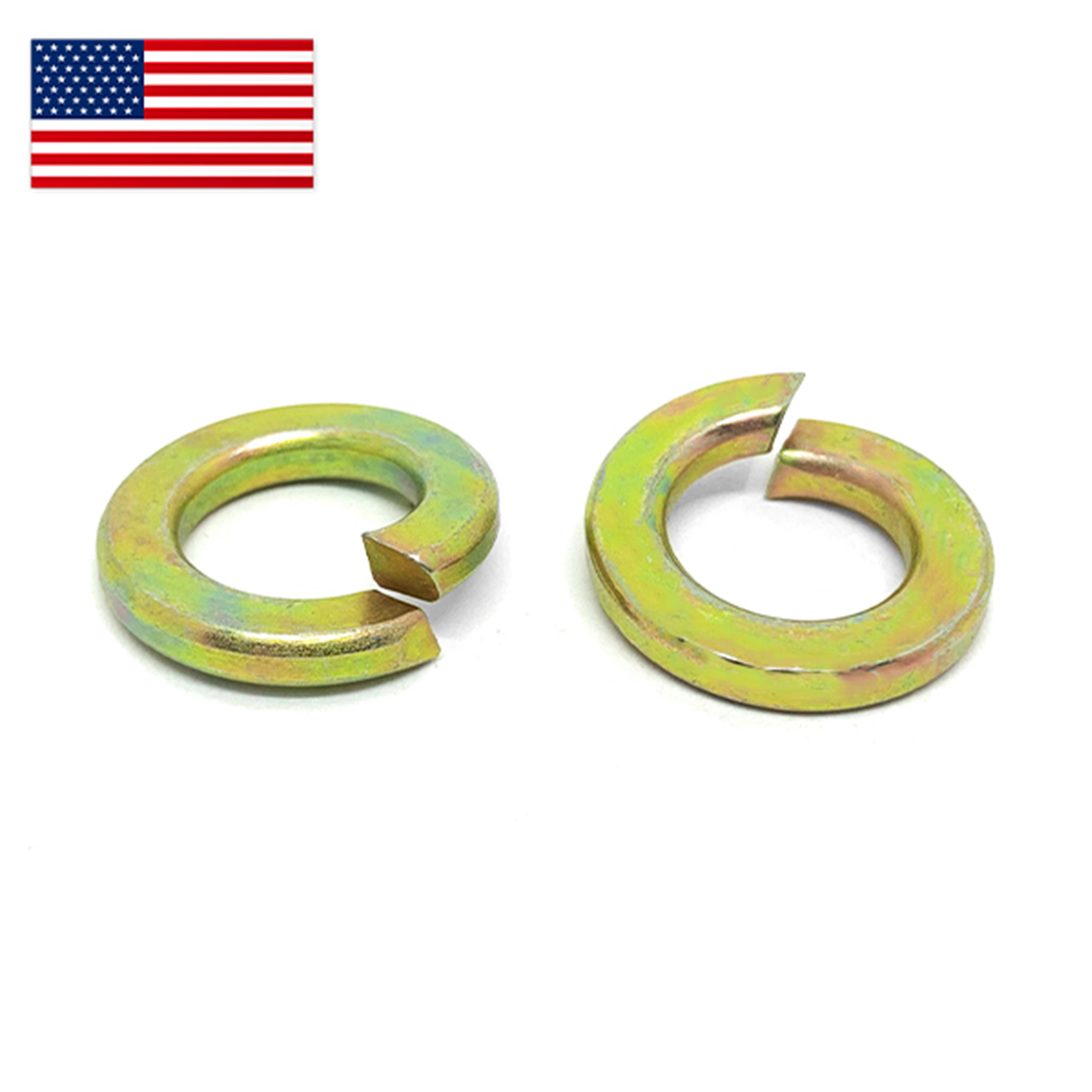 Lavadoras de bloqueo dividido de 5/16" grado 8 amarillo zinc hechas en EE. UU. (elige la cantidad) - Imagen 2 de 7