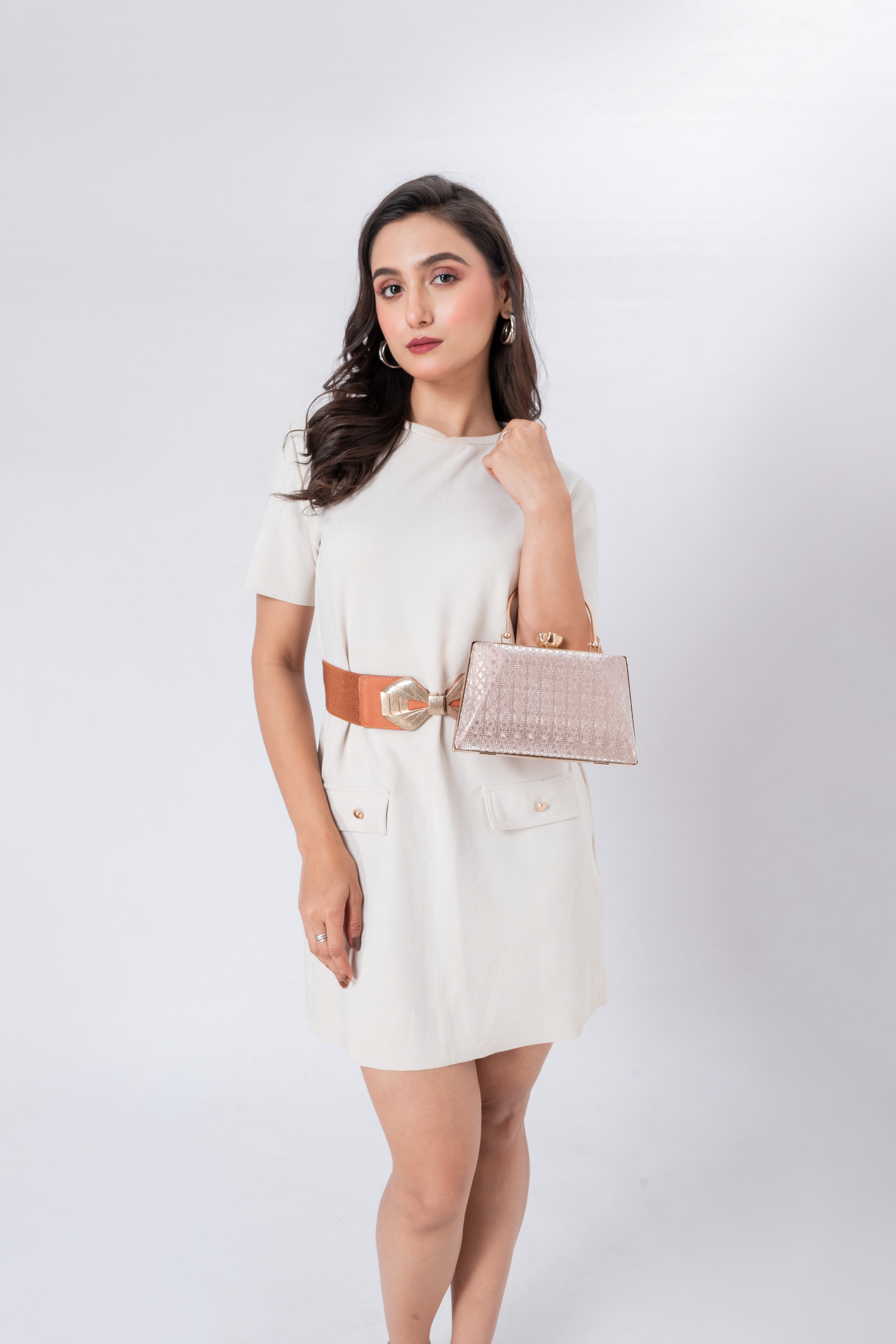 Zeenin Women’s Party Clutch Handbag with Metal Handle & Chain Strap | Elegant Evening Purse
