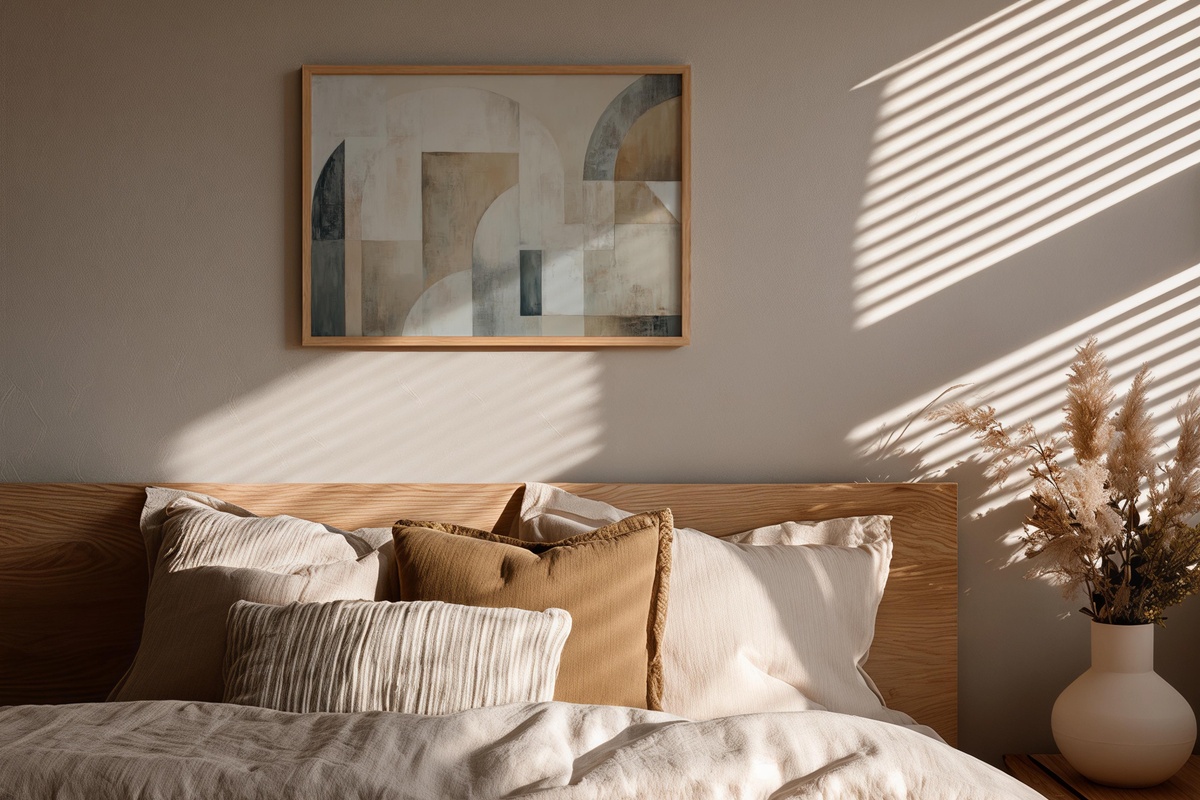 Neutral Geometry Elegance abstract printable wall art with soft geometric forms