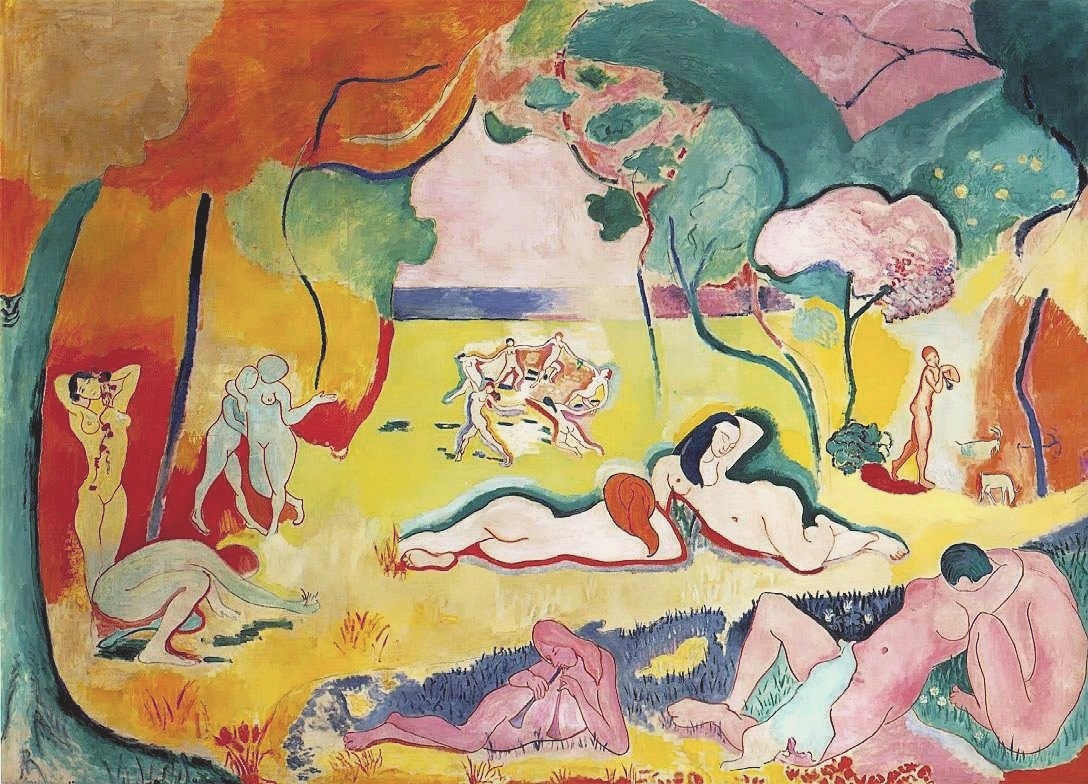 Henri Matisse, Le Bonheur de vivre (The Joy of Life), 1905-06. Barnes Foundation, Philadelphia. The large summary picture Matisse painted directly after the 1905 Salon controversy.