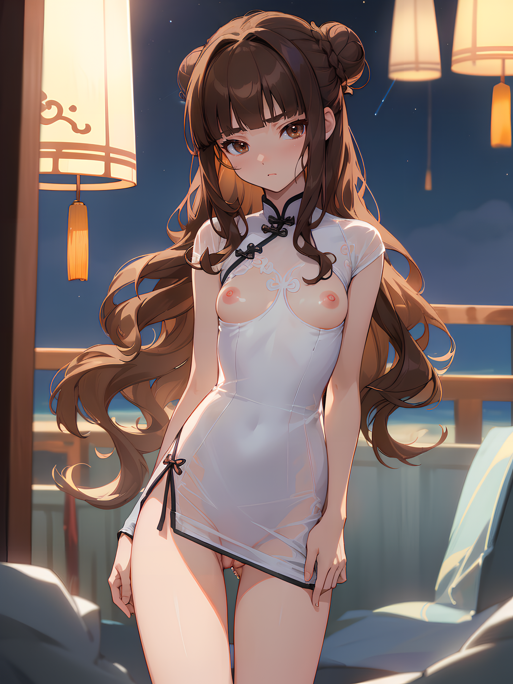 ロングヘアお姉さん by アルカンシェル with girl, long hair, see-through, China dress, breasts, bikini