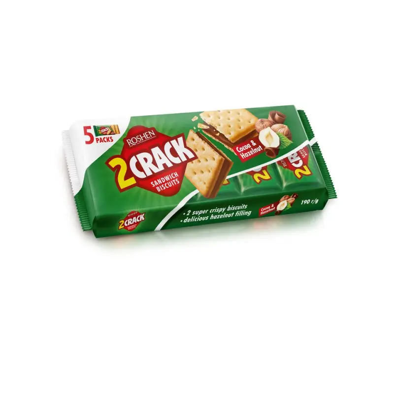 Krakersy z nadzieniem kakaowo-orzechowym 2 Crack “Roshen” 190g