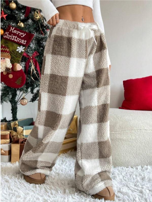 Lavisa - Women's Plaid Wide-Leg Lounge Pants