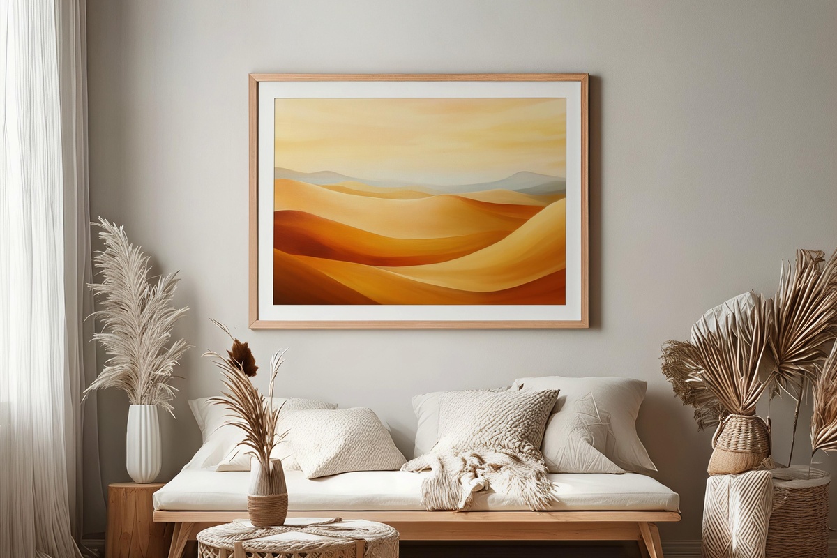 Desert Calm in Modern Brushstrokes modern printable wall art with contemporary desert landscape