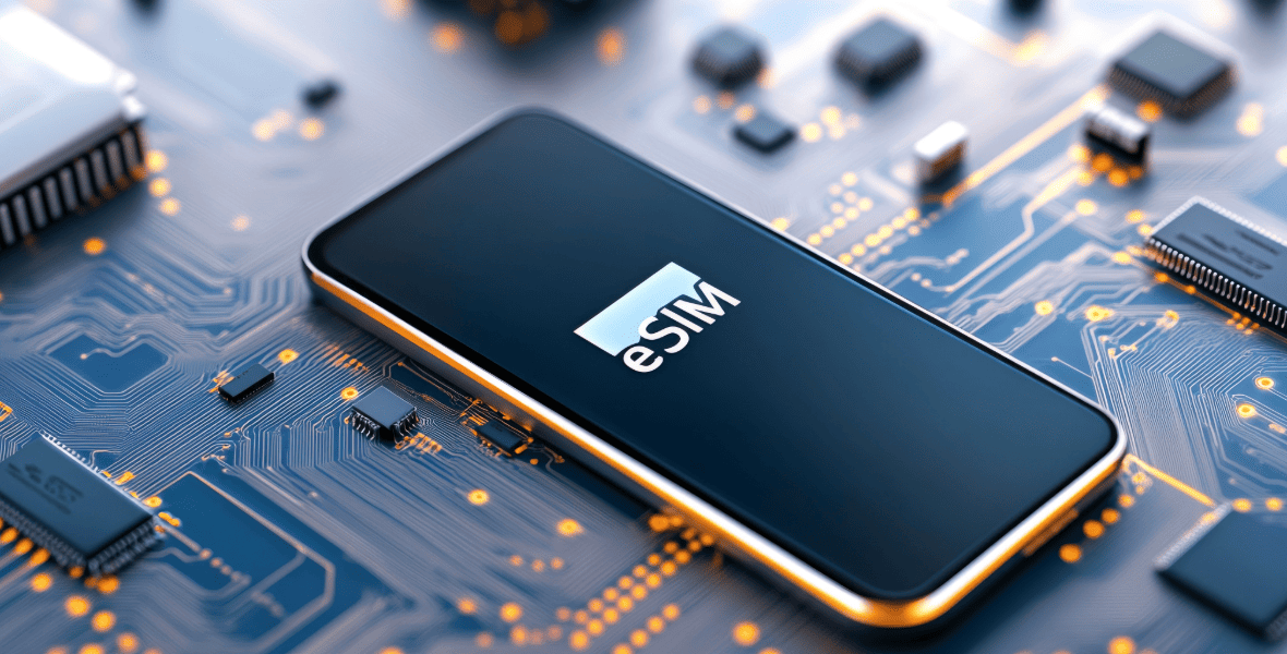eSIM icon on a phone, second device