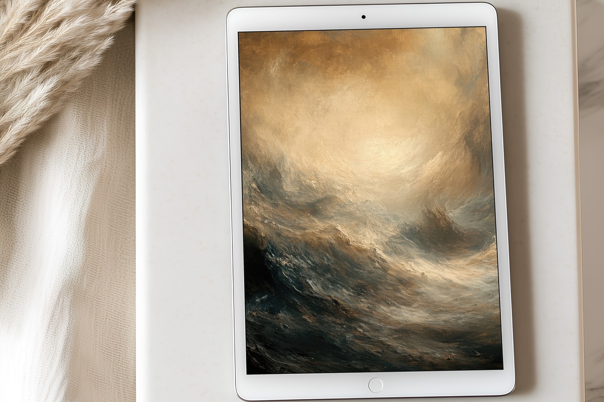 Dramatic Ocean Waves Coastal iPad Wallpaper — moody ocean waves digital download