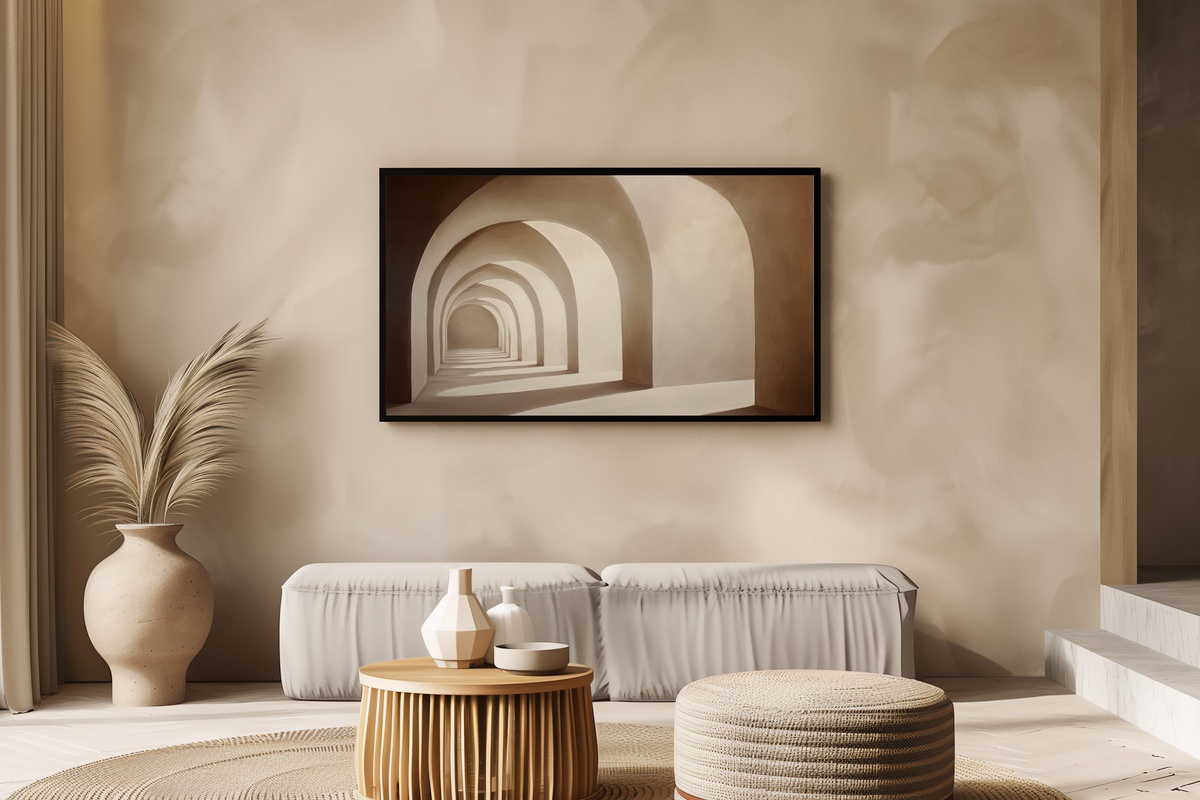 Arching Shadows Dance Elegance Neutral Frame TV Art