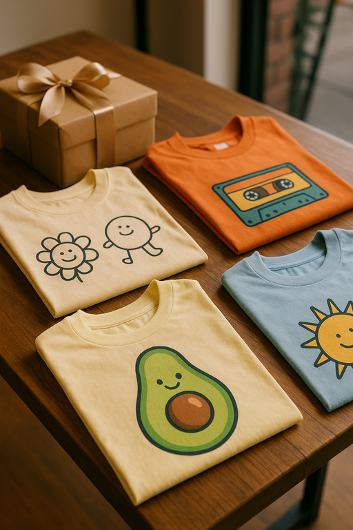 Diverse group wearing stylish funny graphic T-shirts in urban setting