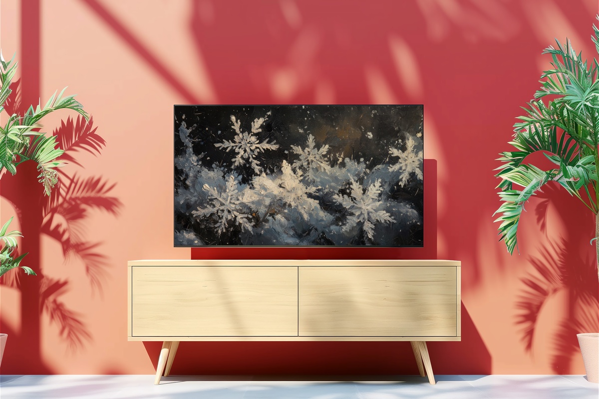 Crystalline Whispers of Frost Frame TV Art - intricate frost and snowflake detail