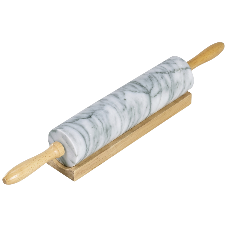 Rodillo amasador blanco, 46xØ5.5cm, mármol