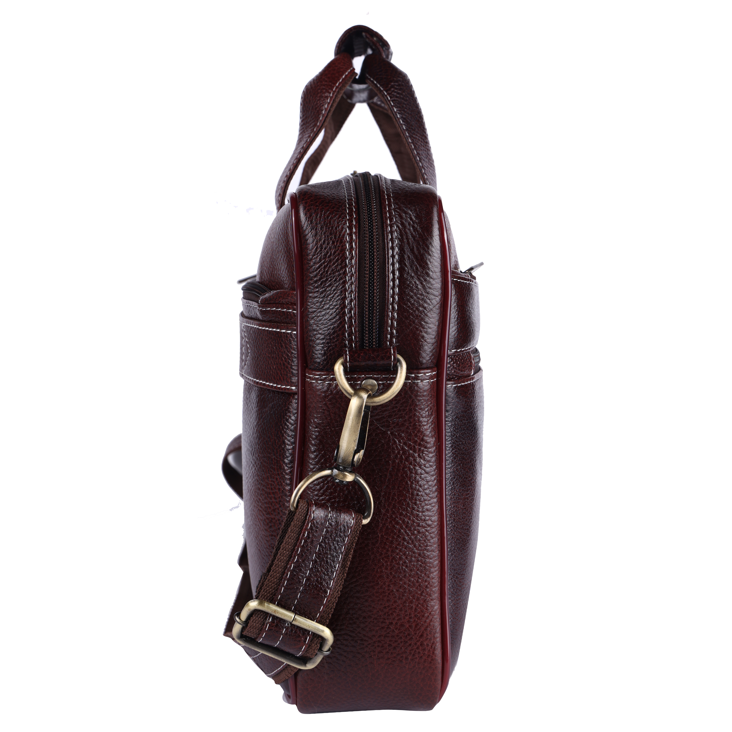 Zeenin Pure Genuine Premium NDM Leather 16 Inch Briefcase Laptop Messenger Satchel Office Bag, Brown