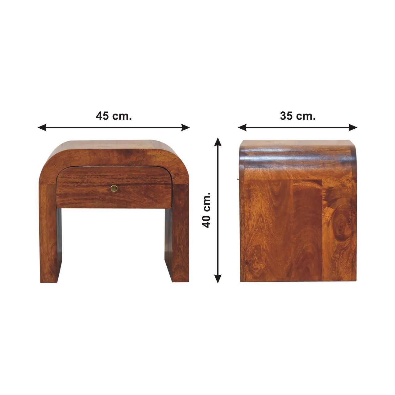 Size chart for Darcy Chestnut Bedside Table