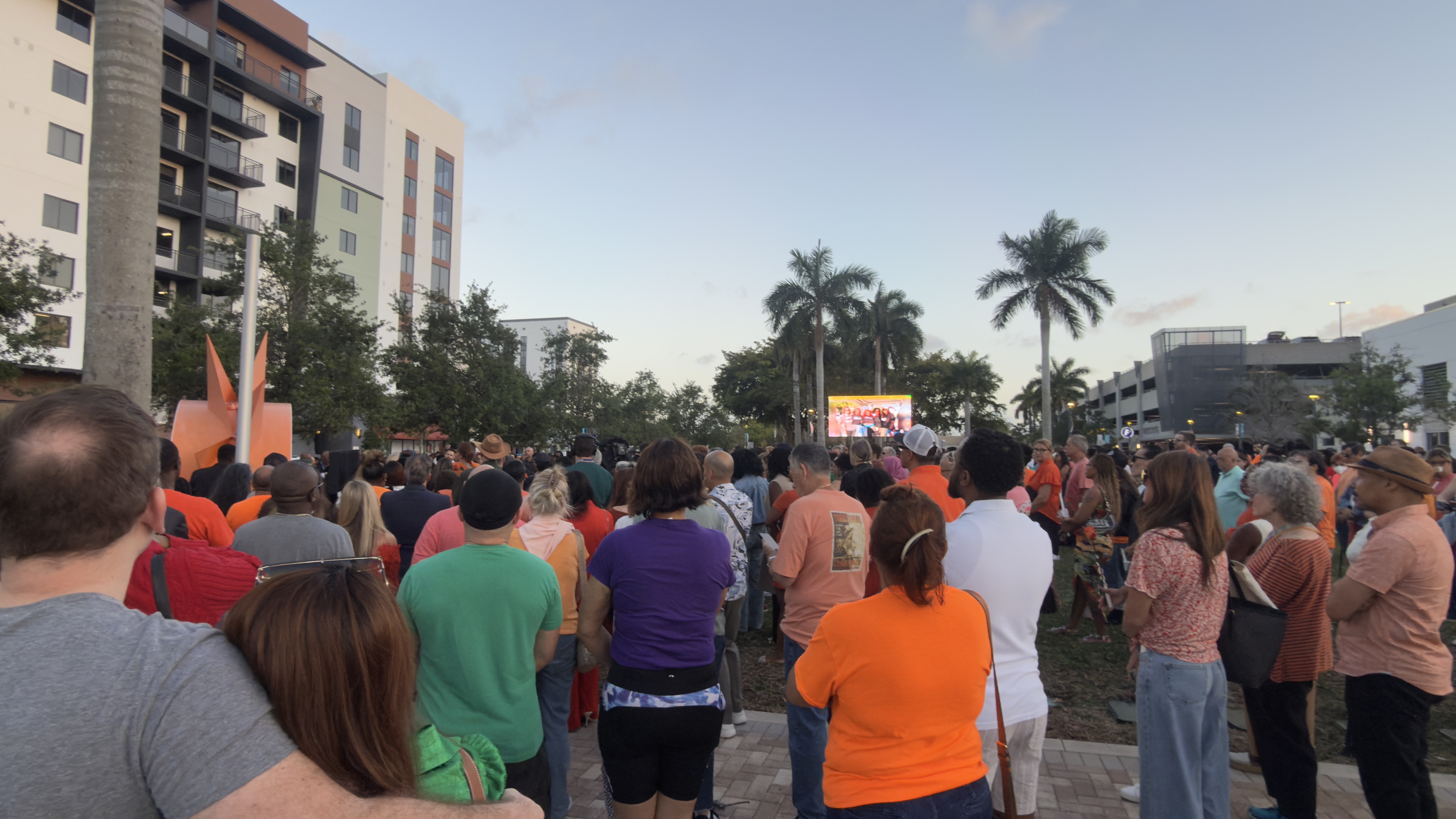 Community gathered in Coral Springs for candlelight vigil with outdoor LED screen rental by Mobile Billboard Miami