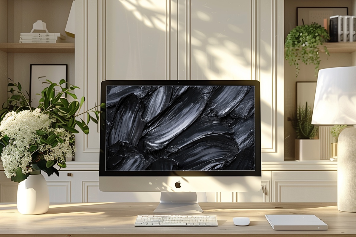 Charcoal Flow Dynamics Abstract Desktop Wallpaper
