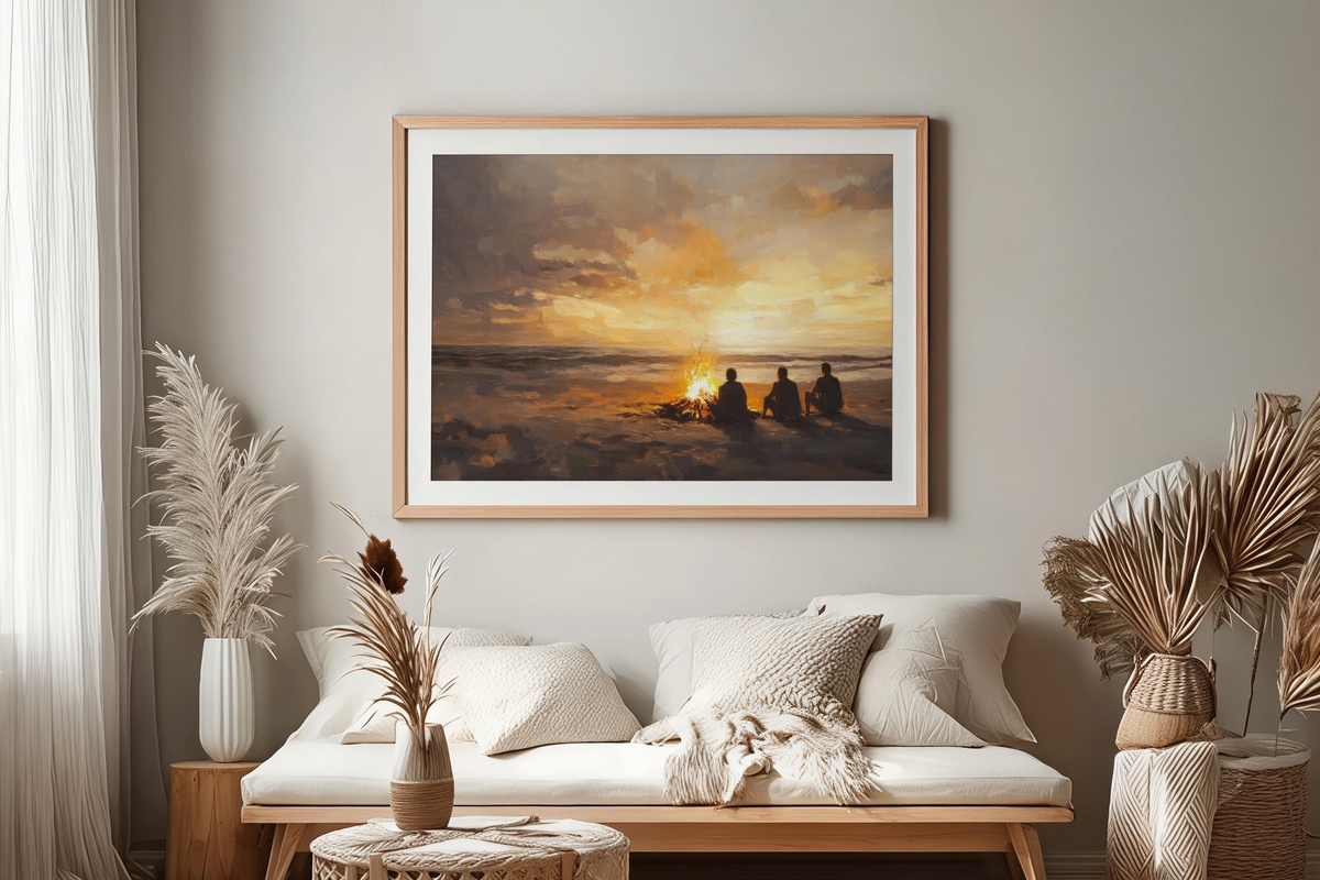 Evening Bonfire Bliss Coastal Printable Wall Art