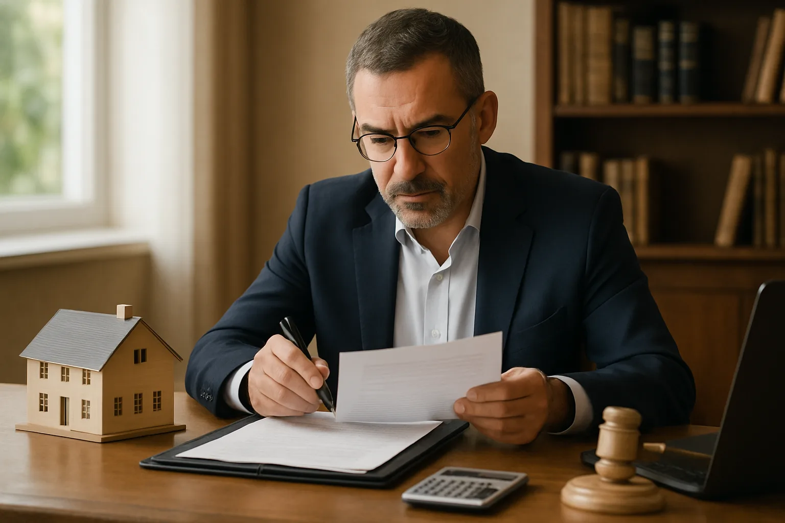 תהליך ניהול ירושות בנדל"ן עם מסמכים משפטיים ומחשב